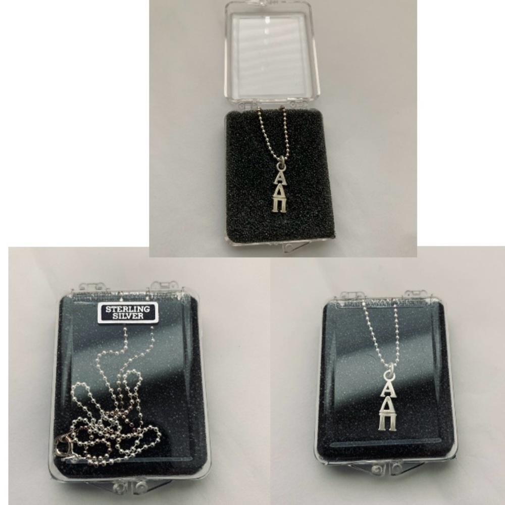 STERLING SORORITY Alpha Delta Pi Vertical Silver Necklace ADPI NIB VINTAGE - Picture 13 of 15